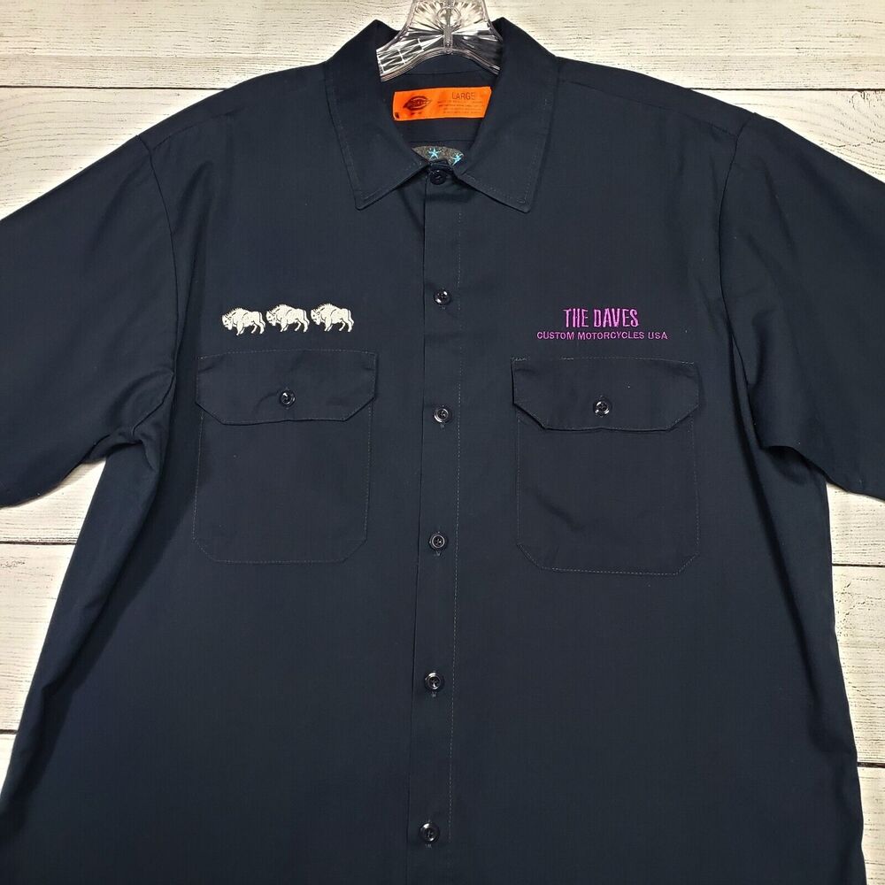 Dickies Blue Motorcycle Work Shirt Mens Large